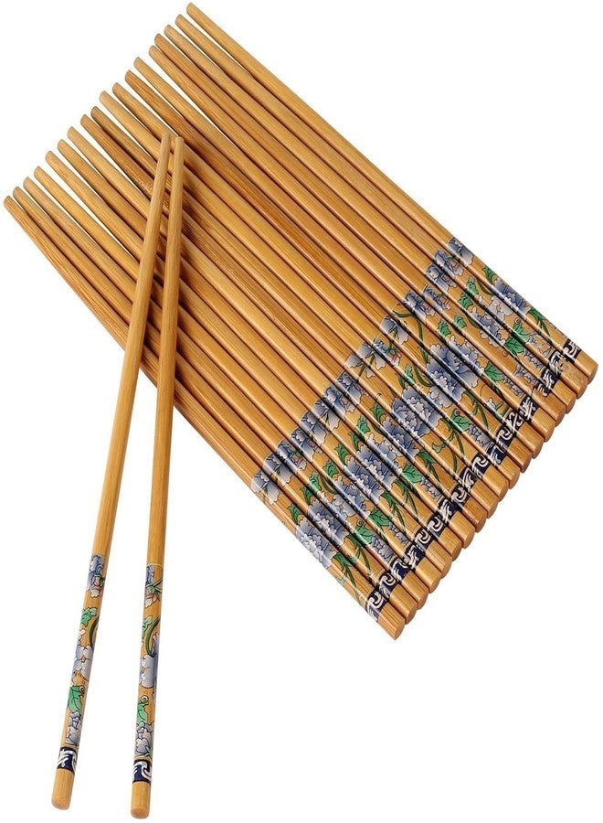 SCHUBERT Set of 10 Pairs Designer Natural Round Bamboo Reusable Chopsticks, Size 9.5 Inch(Color & Design May Vary) - Image 1